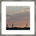 Children Paying At Sunset Time Framed Print