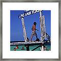 Children Play On Jetty Pas Amor Y Cocos Framed Print