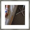 Child's Hand With Iv Drip Attached Framed Print