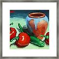 Chilli Peppers And Pot Framed Print
