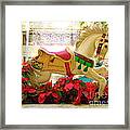 Christmas Carousel Horse With Poinsettias Framed Print