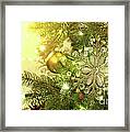Christmas Tree Decorations With Sparkle Background Framed Print