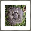 Christmas Wreath With Gingerman Cookie In The Middle Of Wood Bac Framed Print
