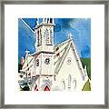 Church With Jet Contrail Framed Print