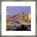 Cincinnati Skyline at Dusk Sunset Color Panorama Ohio Framed Print Cincinnati Skyline at Dusk Sunset Color Panorama Ohio Framed Print