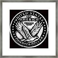 Circulated Standing Liberty Reverse Black And White Framed Print