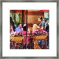 Hoboken Nj - Dog Waiting By Cafe Framed Print