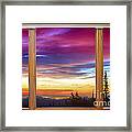 City Lights Sunrise Classic Wood Window View Framed Print