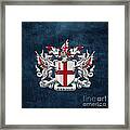 City Of London - Coat Of Arms Over Blue Leather Framed Print