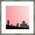 Cityscapes - Houston Skyline In Black On Red Framed Print