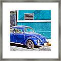 Classic Blue Volkswagen On The Streets Of Mexico Framed Print