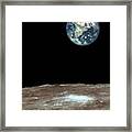 Clementine Image Of Earthrise Over Moon Framed Print
