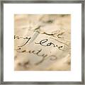 Close Up Of Antique Love Letter On Parchment Framed Print