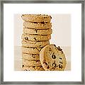 Close Up Of Chocolate Chip Cookies Framed Print