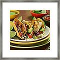 Closeup Of Fish Tacos On Plate Framed Print
