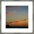 Cloudy Evening Sky With Airplanes And Skyline Framed Print