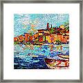 Coastal Village And Boats Italy Framed Print