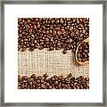 Coffee Beans On Burlap Framed Print