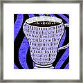 Coffee Cup With Stripes Typography Periwinkle Framed Print
