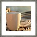 Coffee Or Tea Cup On 62 Foot Sailboat Framed Print