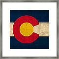 Colorado State Flag Art On Worn Canvas Framed Print