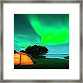 Colorful Aurora Boreal In Green And Framed Print