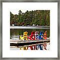 Colorful Chairs At The Lake Framed Print