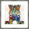 Colorful Donkey Art - Mr. Personality - By Sharon Cummings Framed Print