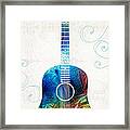 Colorful Guitar Art By Sharon Cummings Framed Print