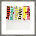 Colorful Socks On Washing Line Framed Print