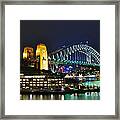 Colorful Sydney Harbour Bridge By Night Framed Print