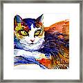 Colorful Watercolor Cat On A Tree Painting Framed Print