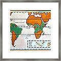 Colorful World Map Of Coffee Framed Print