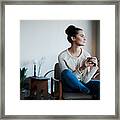 Comfy With Some Coffee Framed Print