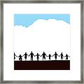 Community, People In A Row Holding Hands Framed Print