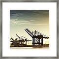 Container Cranes At The Port Of Los Framed Print