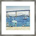 Coronado Beach And Navy Ships Framed Print
