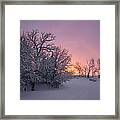 Country Sunset - Farm In Winter Framed Print
