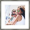 Couple Travel On Cruise Ship Framed Print