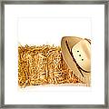 Cowboy Hat On Straw Bale Framed Print