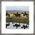 Cowboys And A Cowgirl Riding Oregon Framed Print