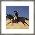 Cowgirl Riding Through Field Oregon Framed Print