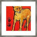 Coyote And Hand Prints Framed Print