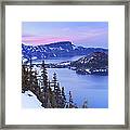 Crater Lake In Oregon, Usa At Dusk Framed Print