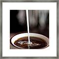 Cream Being Poured Into Cup Of Coffee Framed Print