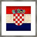 Croatia Flag Vintage Distressed Finish Framed Print