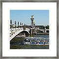 Cruise Boats On River Seine Passing Framed Print