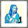 Cubistic Blue Lady Framed Print