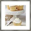 Cupcakes Decorated With Icing And White Chocolate Framed Print