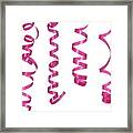 Curled Pink Ribbons On A White Background Framed Print